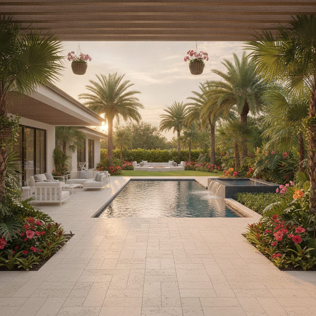 Tropical poolside planting, Dr. Phillips